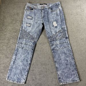 Rocawear Mens Jeans Size 38x32 Distressed Blue Denim Light‎ Wash Y2K